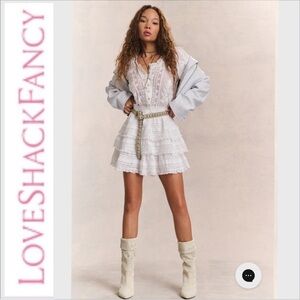 LoveShackFancy Quincy Heritage min dress cottagecore ruffle tiered XS